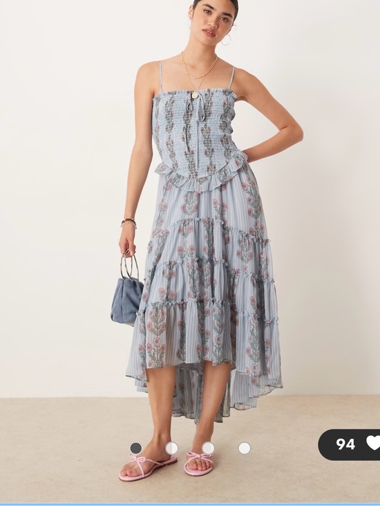 Free People Dresses & Skirts - Free People Light Blue Floral High-Low Tiered Maxi Summer Dress